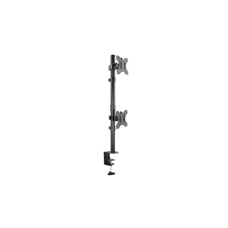 TooQ Soporte de Mesa, Giratorio e Inclinable, Vertical, para 2 Pantallas 13”-32”, Negro