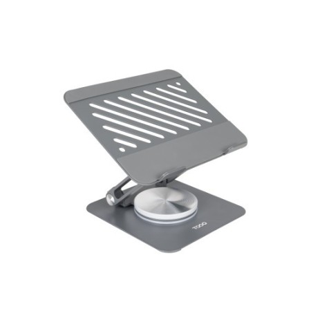TooQ Soporte Elevador con rotación 360° y ajustable, para dispositivos de hasta 13”, Color Gris Oscuro