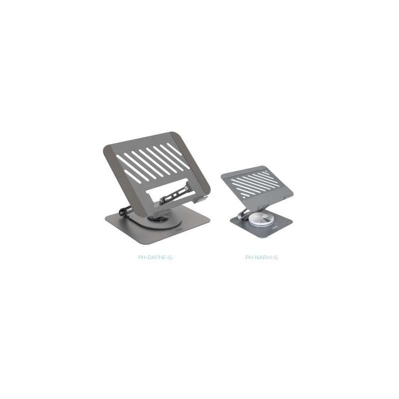 TooQ Soporte Elevador con rotación 360° y ajustable, para dispositivos de hasta 13”, Color Gris Oscuro