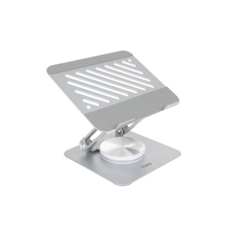 TooQ Soporte de Sobremesa con rotación 360° y ajustable para dispositivos de hasta 13”, Color Plata