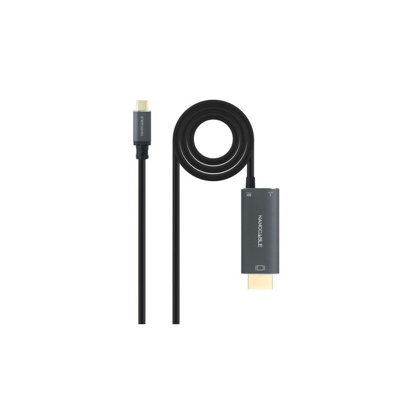 Nanocable 10.15.5182 adaptador de cable de vídeo 1,8 m USB Tipo C HDMI + USB Type-C Negro