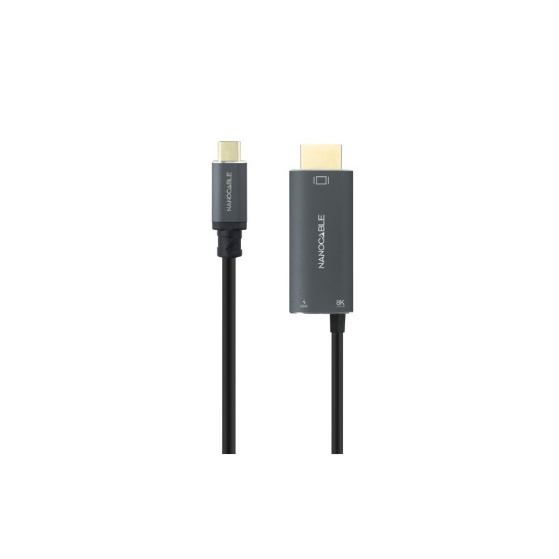 Nanocable 10.15.5182 adaptador de cable de vídeo 1,8 m USB Tipo C HDMI + USB Type-C Negro