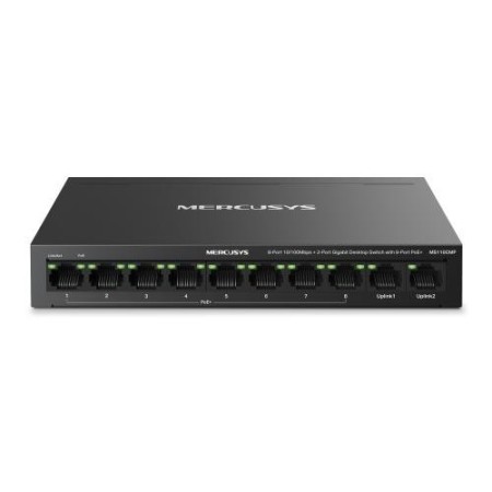 MERCUSYS MS110CMP 8-PORT 10/100 MBPS +2-PORT GIGABIT DESKTOP SWICTH WITH 8-PORT POE+