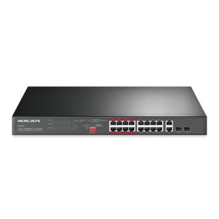 MERCUSYS MS118CP 16-PORT 10/100MBPS +2-PORT GIGABIT RACKMOUNT SWITCH WITH 16-PORT POE+
