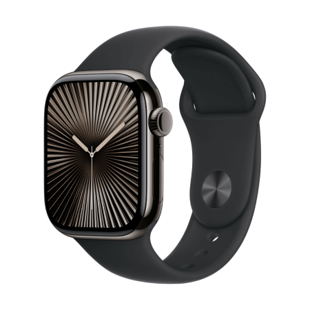 Apple Watch Series 10 GPS + Cellular 42mm Titanio Negro (Slate) y Correa Deportiva Negra - Talla S/M