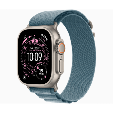 Apple Watch Ultra 3 GPS + Cellular 49mm Titanio Natural con Correa Alpine Loop Azul (Light Blue) - Talla M