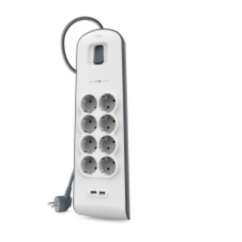 Belkin BSV804VF2M limitador de tensión Blanco 8 salidas AC 2 m
