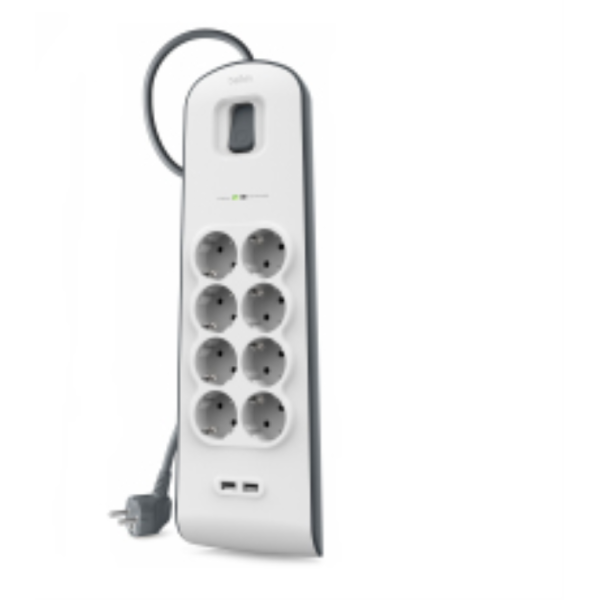 Belkin BSV804VF2M limitador de tensión Blanco 8 salidas AC 2 m