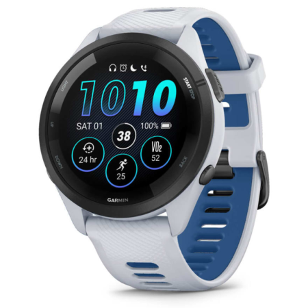 Garmin Forerunner 265 3,3 cm (1.3″) AMOLED 46 mm Digital 416 x 416 Pixeles Pantalla táctil Negro, Blanco Wifi GPS (satélite)