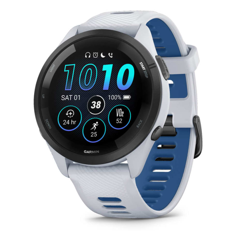 Garmin Forerunner 265 3,3 cm (1.3″) AMOLED 46 mm Digital 416 x 416 Pixeles Pantalla táctil Negro, Blanco Wifi GPS (satélite)