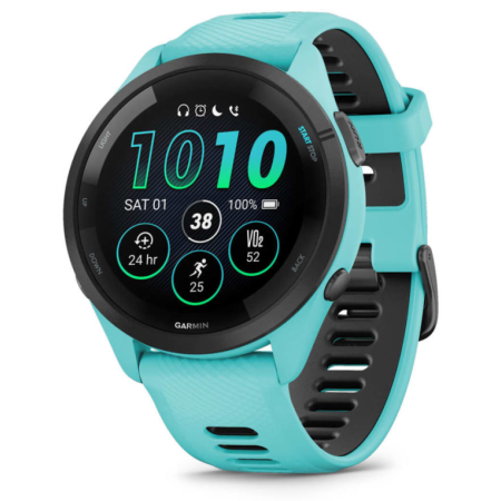 Garmin Forerunner 265 3,3 cm (1.3″) AMOLED 46 mm Digital 416 x 416 Pixeles Pantalla táctil Negro, Azul Wifi GPS (satélite)
