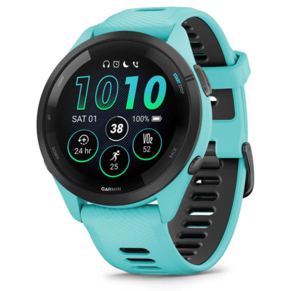 Garmin Forerunner 265 3,3 cm (1.3″) AMOLED 46 mm Digital 416 x 416 Pixeles Pantalla táctil Negro, Azul Wifi GPS (satélite)