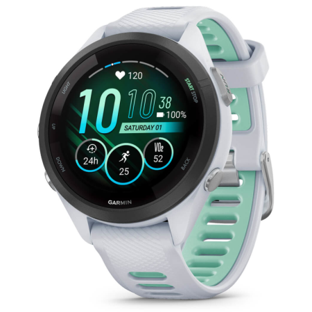 Garmin Forerunner 265S 2,79 cm (1.1″) AMOLED 42 mm Digital 360 x 360 Pixeles Pantalla táctil Negro, Blanco Wifi GPS (satélite)
