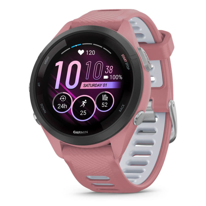 Garmin Forerunner 265S 2,79 cm (1.1″) AMOLED 42 mm Digital 360 x 360 Pixeles Pantalla táctil Negro, Rosa Wifi GPS (satélite)