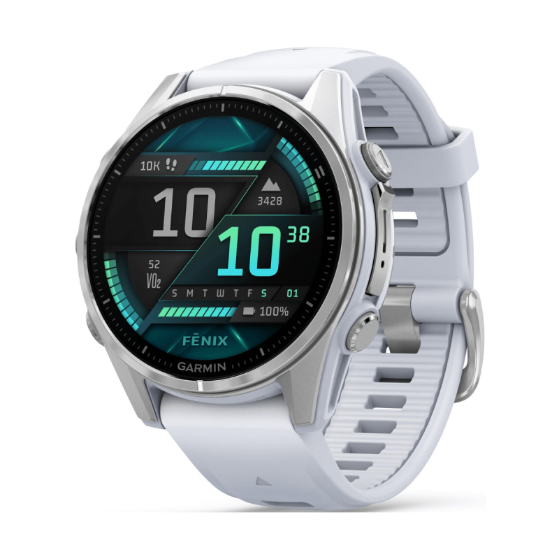 Garmin Fénix 8 AMOLED 43mm GPS Plateado con Correa de Silicona Blanca (White)