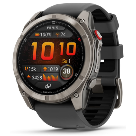 Garmin fenix 8 Pro 3,56 cm (1.4″) AMOLED 51 mm Digital 454 x 454 Pixeles Pantalla táctil Grafito, Titanio Wifi GPS (satélite)