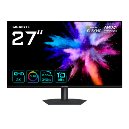 GIGABYTE GO27Q24A Monitor Gaming OLED 27” 2K QHD - 2560 x 1440, 240Hz, 0.03ms, 400 cd/m², FreeSync Premium, G-Sync Compatible, H