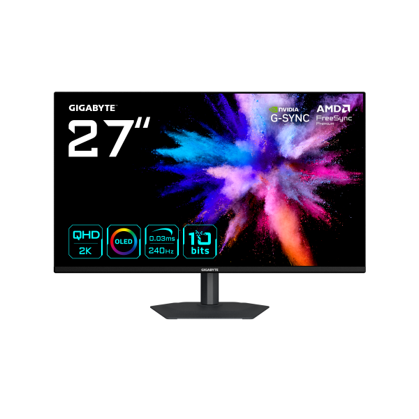 GIGABYTE GO27Q24A Monitor Gaming OLED 27” 2K QHD - 2560 x 1440, 240Hz, 0.03ms, 400 cd/m², FreeSync Premium, G-Sync Compatible, H