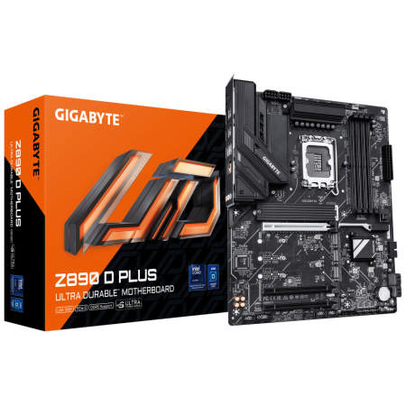 GIGABYTE Z890 D PLUS Placa Base – Compatible con procesadores Intel Core Ultra (Serie 2), VRM de 12+1+2 fases, hasta 9466 MHz DD