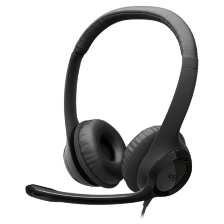 Logitech Auriculares con Cable H390 para PC/Portátil, Auriculares Estéreo con Micrófono con Supresión de Ruido, USB-C, Controles