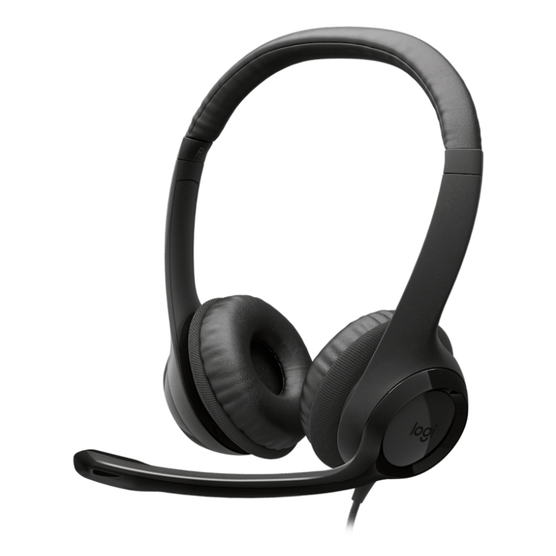 Logitech Auriculares con Cable H390 para PC/Portátil, Auriculares Estéreo con Micrófono con Supresión de Ruido, USB-C, Controles