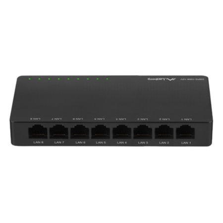 Lanberg DSP2-1008-12V switch No administrado Gigabit Ethernet (10/100/1000) Negro