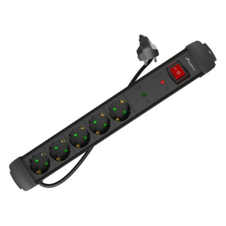 Lanberg SP1-05F-0300-BK base múltiple 3 m 5 salidas AC Interior Negro