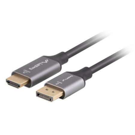 Lanberg CA-DPHD-20CU-0010-BK adaptador de cable de vídeo 1 m DisplayPort HDMI tipo A (Estándar) Negro, Plata