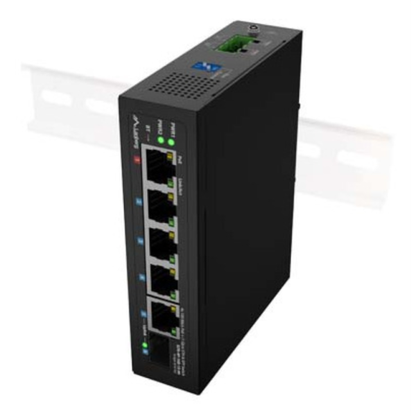 Lanberg ILFE-4P-1GE-1S-90 switch No administrado Fast Ethernet (10/100) Energía sobre Ethernet (PoE) 1U Negro