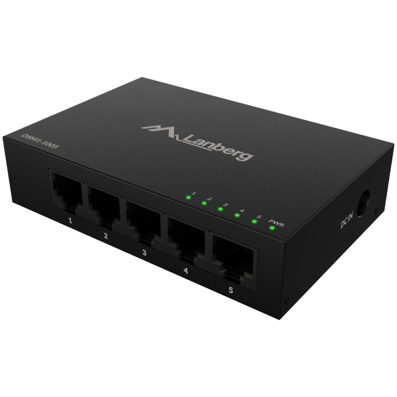 Lanberg DSM1-1005 switch No administrado Gigabit Ethernet (10/100/1000) Escritorio Negro