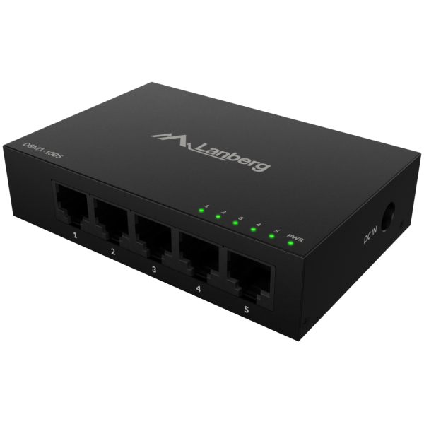 Lanberg DSM1-1005 switch No administrado Gigabit Ethernet (10/100/1000) Escritorio Negro