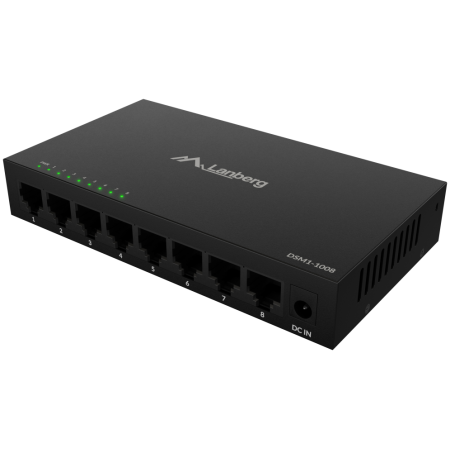 Lanberg DSM1-1008 switch No administrado Gigabit Ethernet (10/100/1000) Escritorio Negro