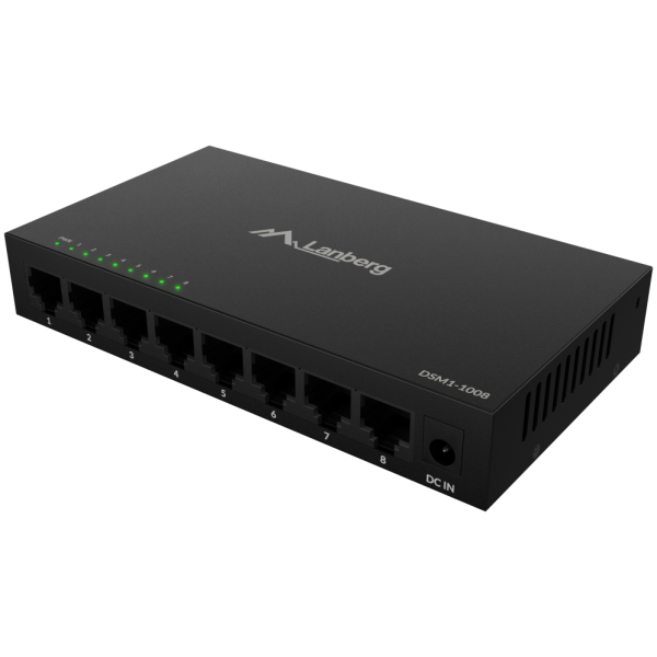 Lanberg DSM1-1008 switch No administrado Gigabit Ethernet (10/100/1000) Escritorio Negro