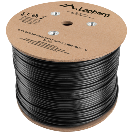 Lanberg LCS6-21CU-0305-BK cable de red Negro 305 m Cat6a S/FTP (S-STP) Alrededor