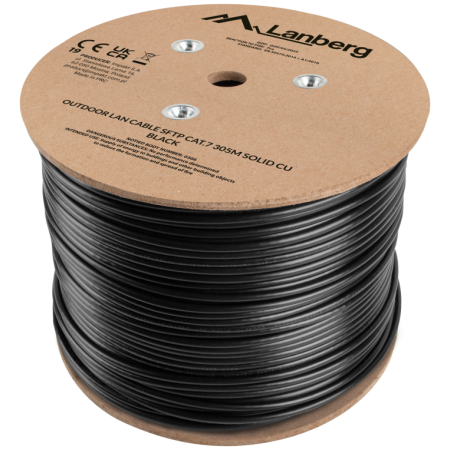 Lanberg LCS7-21CU-0305-BK cable de red Negro 305 m Cat7 S/FTP (S-STP) Alrededor