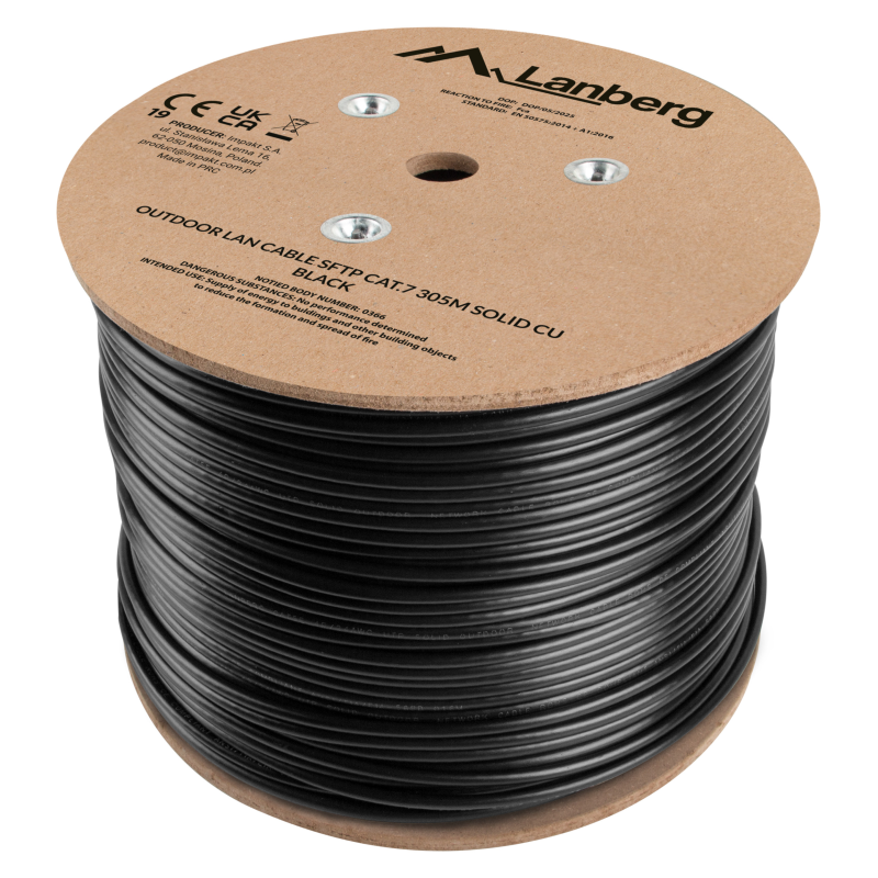 Lanberg LCS7-21CU-0305-BK cable de red Negro 305 m Cat7 S/FTP (S-STP) Alrededor