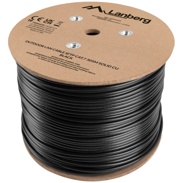 Lanberg LCS7-21CU-0305-BK cable de red Negro 305 m Cat7 S/FTP (S-STP) Alrededor