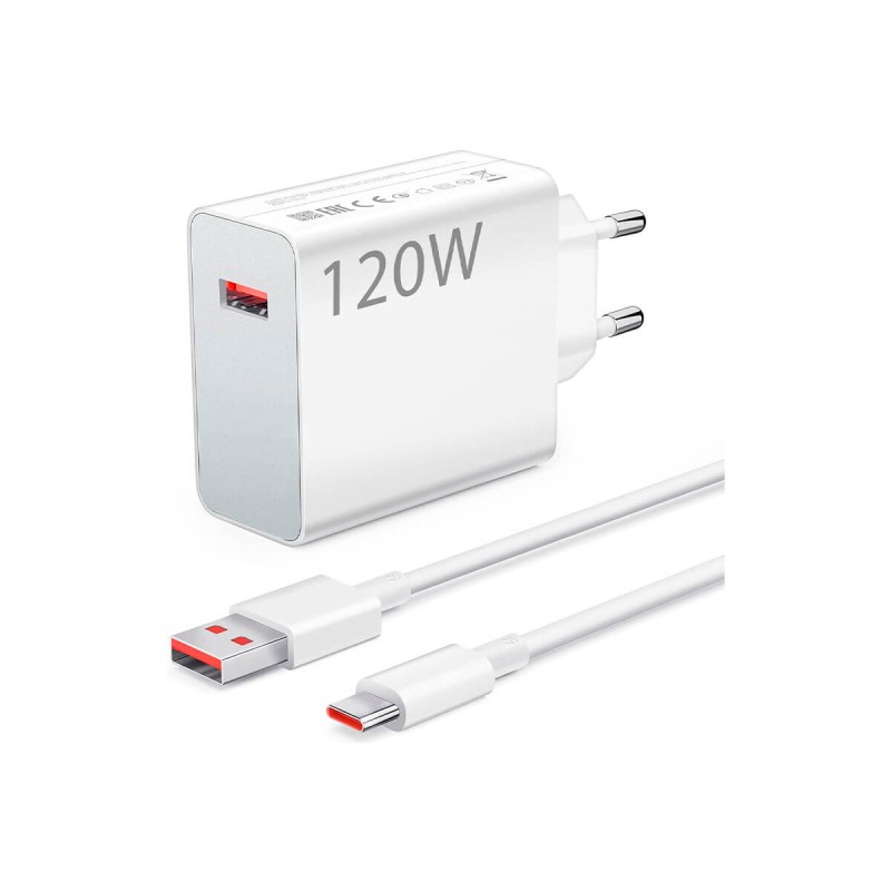 Xiaomi Charging Combo 120W Cargador Rápido USB-A + Cable de datos USB-C Blanco MDY-13-EE
