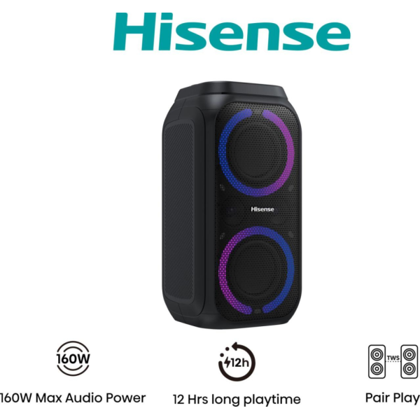 Hisense Party Rocket 160 Altavoz para fiestas Negro 160 W