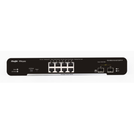 Ruijie Networks RG-NBS3100-8GT2SFP-P switch Gestionado L2 Gigabit Ethernet (10/100/1000) Energía sobre Ethernet (PoE) Negro