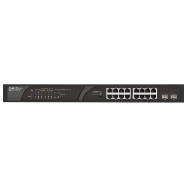 Ruijie Networks RG-ES118GS-P switch No administrado Gigabit Ethernet (10/100/1000) Energía sobre Ethernet (PoE) Negro