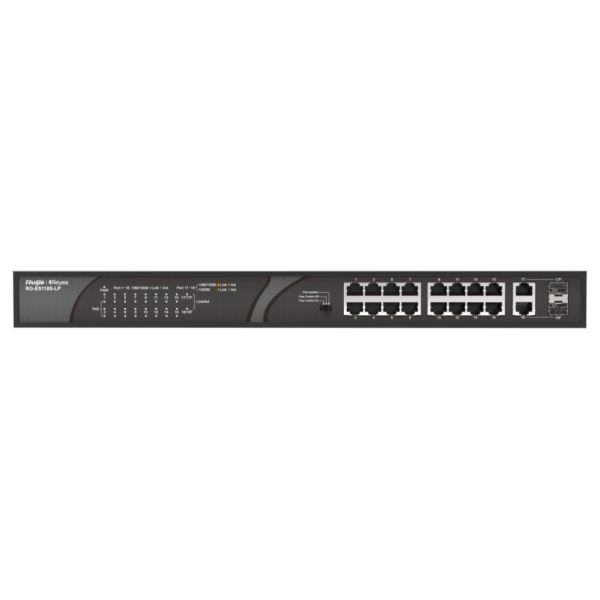 Ruijie Networks RG-ES118S-LP switch No administrado Fast Ethernet (10/100) Energía sobre Ethernet (PoE) Negro