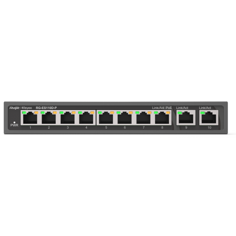 Ruijie Networks RG-ES110D-P switch No administrado Fast Ethernet (10/100) Energía sobre Ethernet (PoE) Negro