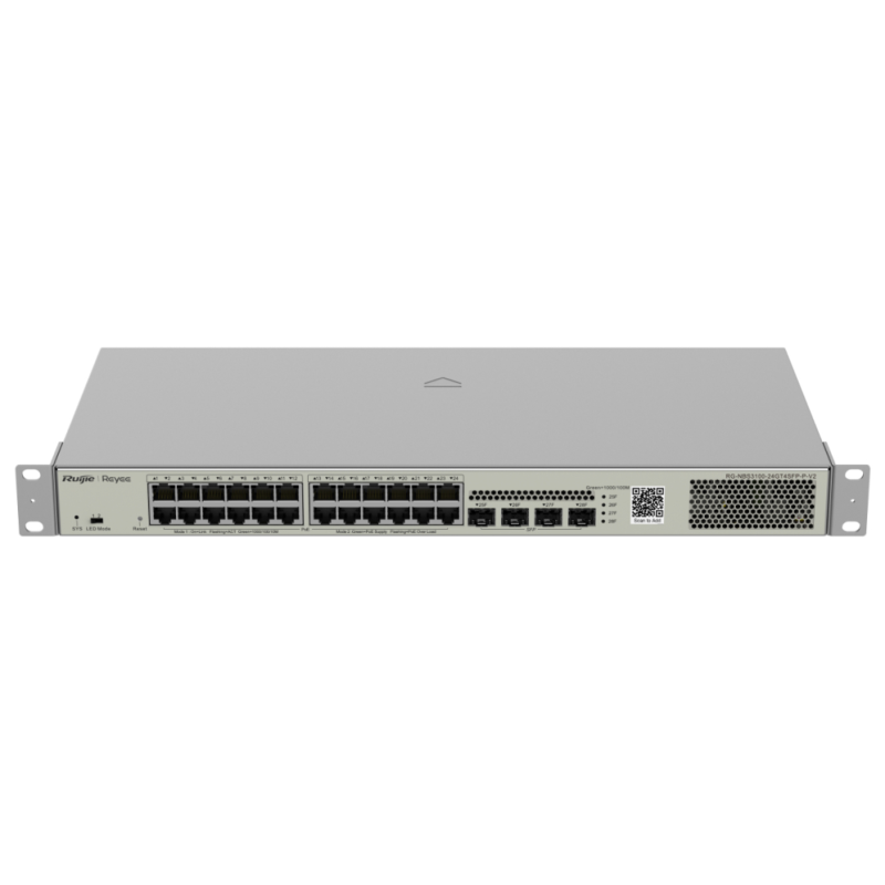 Ruijie Networks RG-NBS3100-24GT4SFP-P-V2 switch Gestionado L2 Gigabit Ethernet (10/100/1000) Energía sobre Ethernet (PoE) Metáli