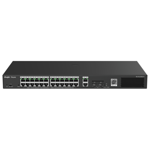 Ruijie Networks RG-ES228GS-P switch Gestionado Gigabit Ethernet (10/100/1000) Energía sobre Ethernet (PoE) Negro