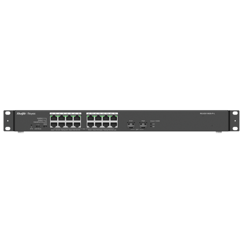 Ruijie Networks RG-ES118GS-P-L switch No administrado L2 Gigabit Ethernet (10/100/1000) Energía sobre Ethernet (PoE) Negro