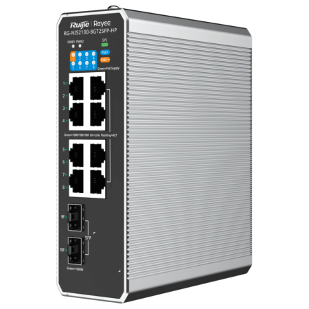 Ruijie Networks RG-NIS2100 Gestionado L2 Gigabit Ethernet (10/100/1000) Energía sobre Ethernet (PoE) Negro, Acero inoxidable