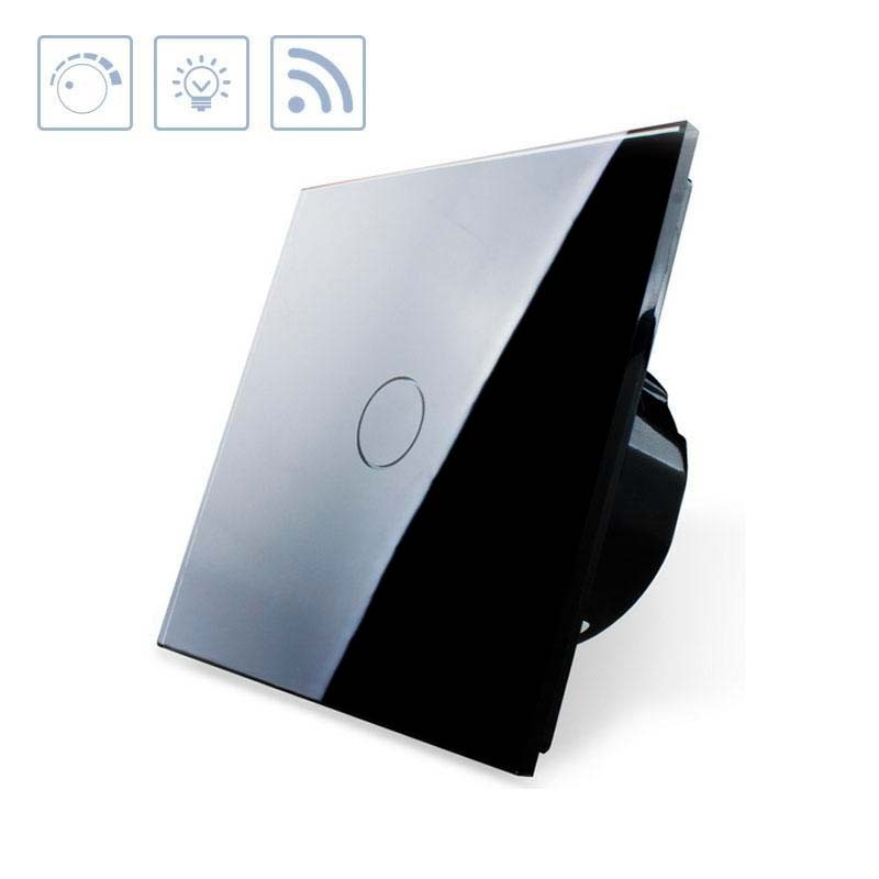 Interruptor táctil con regulador TRIAC Dimmer + remoto, frontal negro LIVOLO