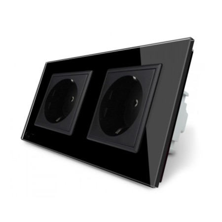 Enchufe Socket doble EU 16A, frontal negro LIVOLO