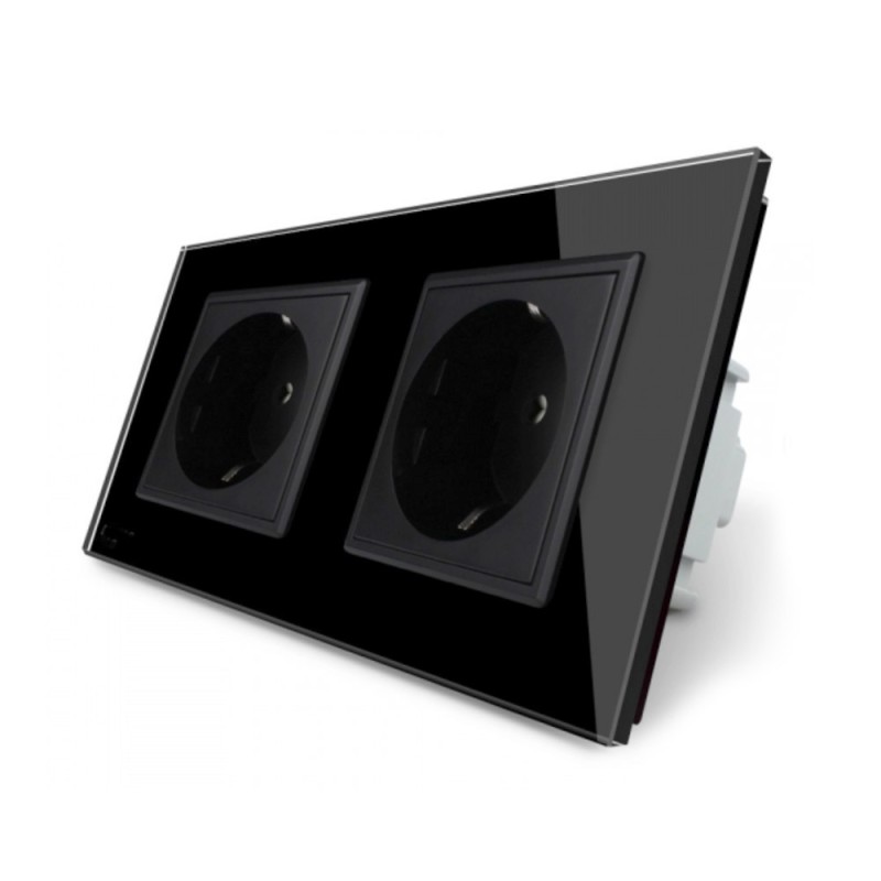 Enchufe Socket doble EU 16A, frontal negro LIVOLO